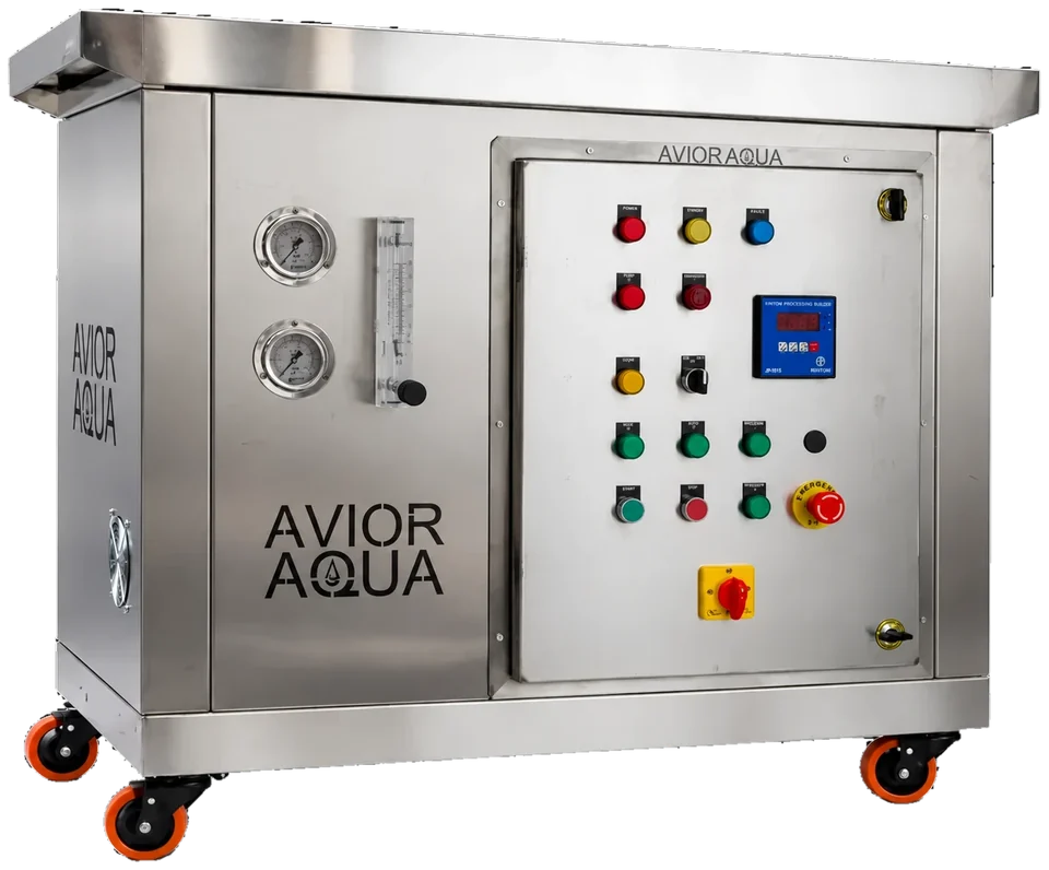 Avior Aqua NanoOxy unit in a stainless steel housing fabricated by Ferum